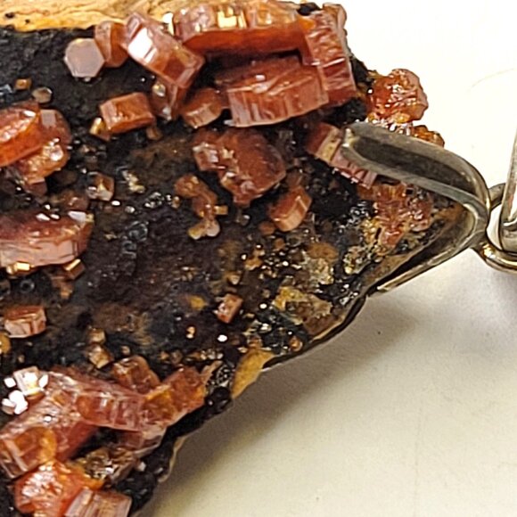 Vanadinite Crystal Pendant Sterling Silver 925 Statement Gemstone Pendant - Picture 8 of 16